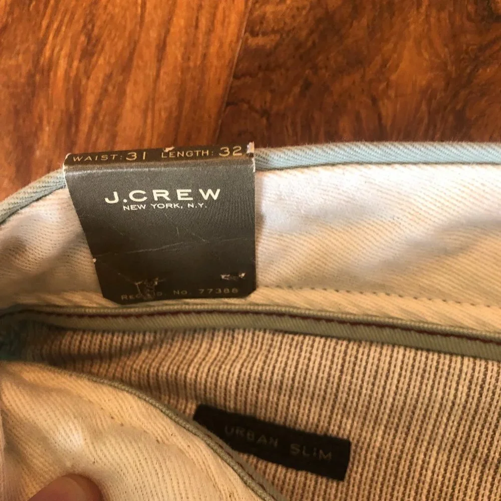 NWT J. Crew Mint Urban Slim Fit Chinos